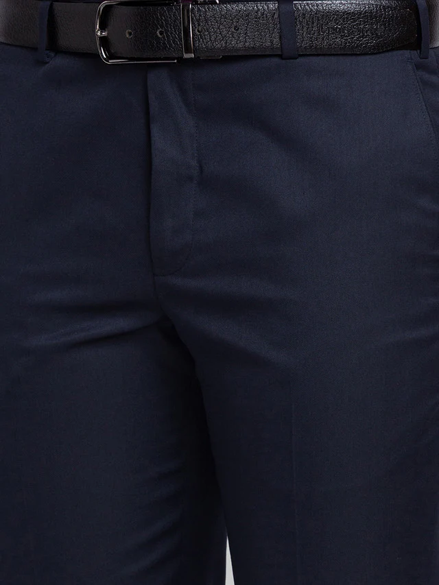 Park Avenue Men Blue Solid Regular Fit Trouser - Image 6