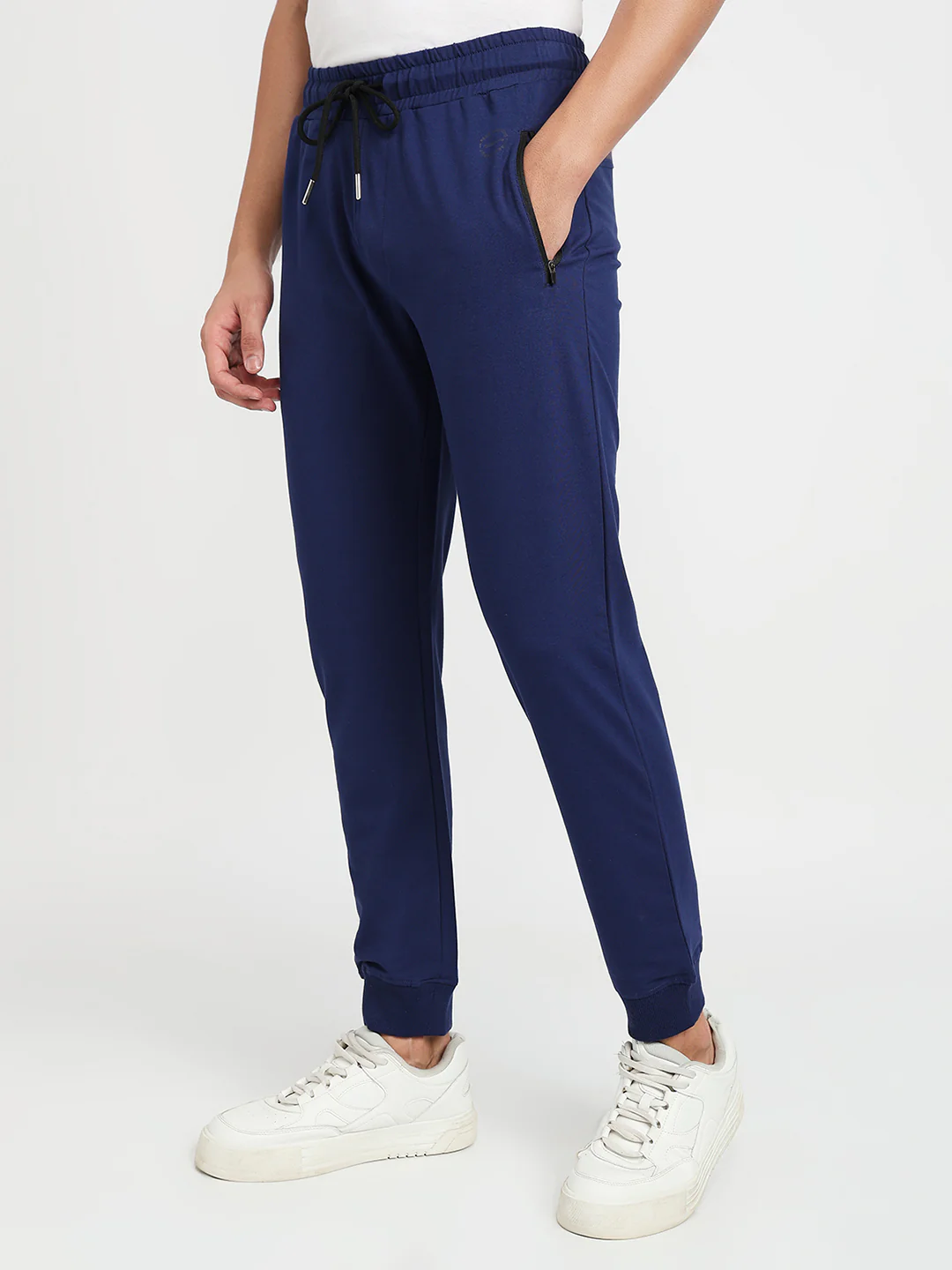 Park Avenue Men Blue Solid Slim Fit Cotton Blend Bottom Lowers - Image 2