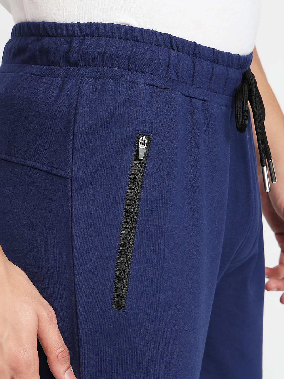 Park Avenue Men Blue Solid Slim Fit Cotton Blend Bottom Lowers - Image 6