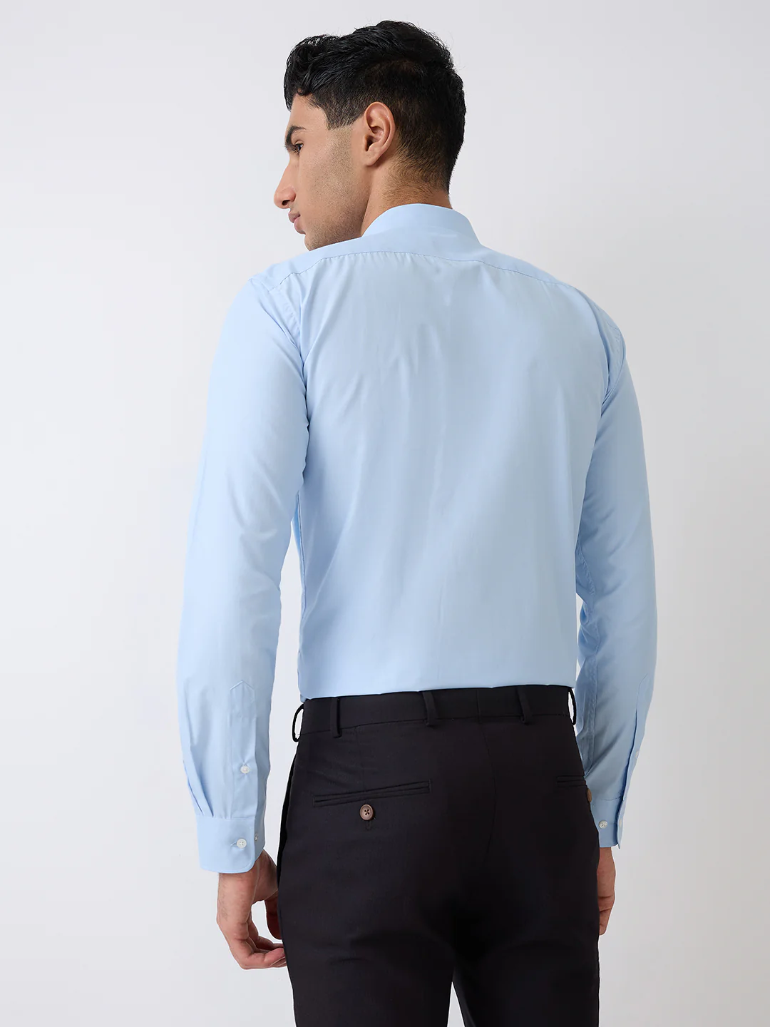 Park Avenue Men Blue Solid Slim Fit Cotton Blend Formal Shirt - Image 4