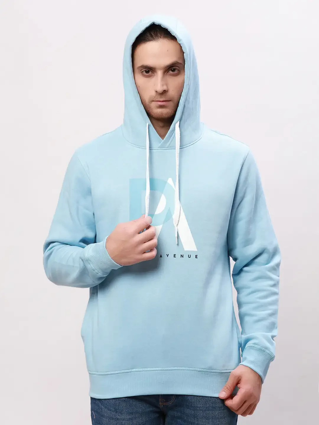 Park Avenue Men Blue Solid Slim Fit Cotton Blend Sweatshirts - Image 6