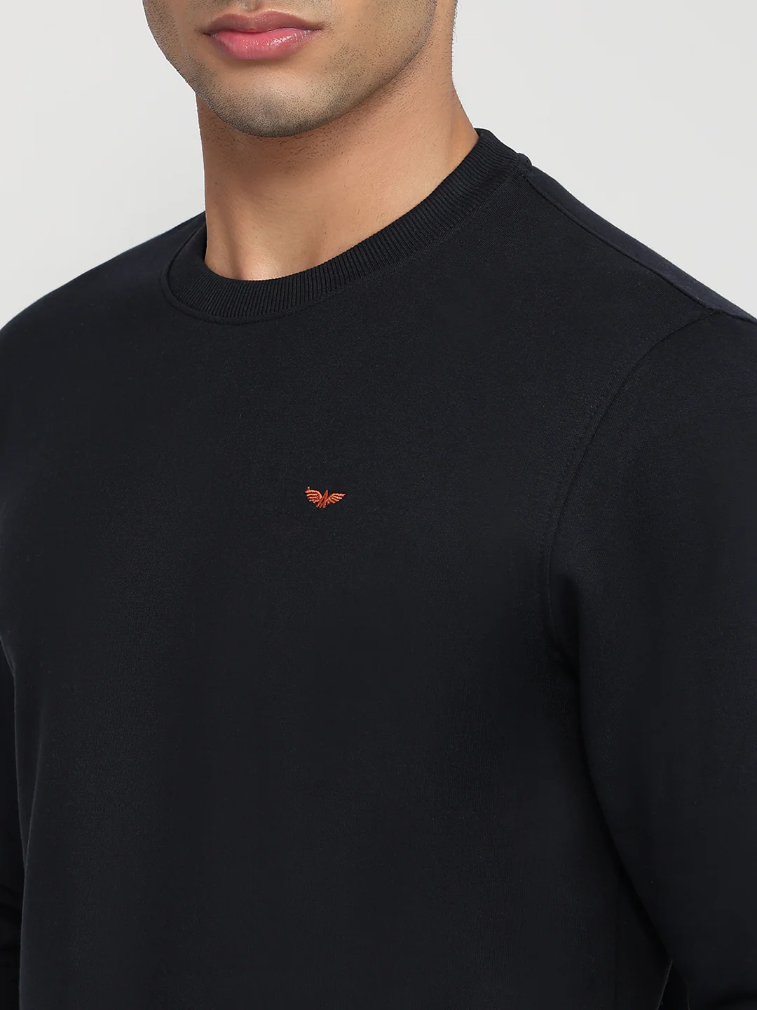 Park Avenue Men Blue Solid Slim Fit Cotton Blend Sweatshirt - Image 6