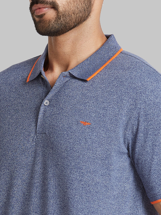 Park Avenue Men Blue Solid Slim Fit Cotton Blend T-Shirt - Image 6