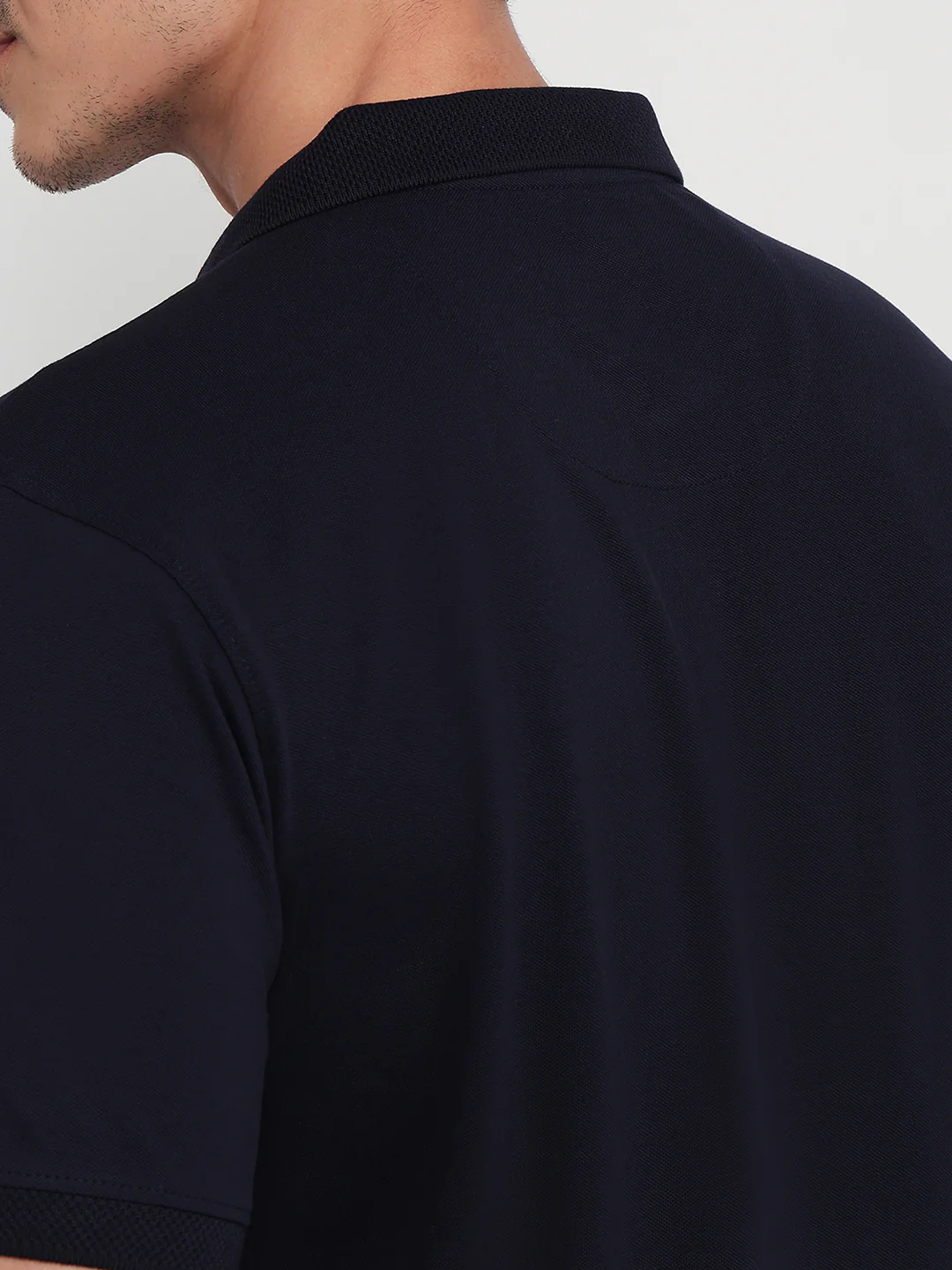 Park Avenue Men Blue Slim Fit Solid Polo Neck Collar T-shirt - Image 7