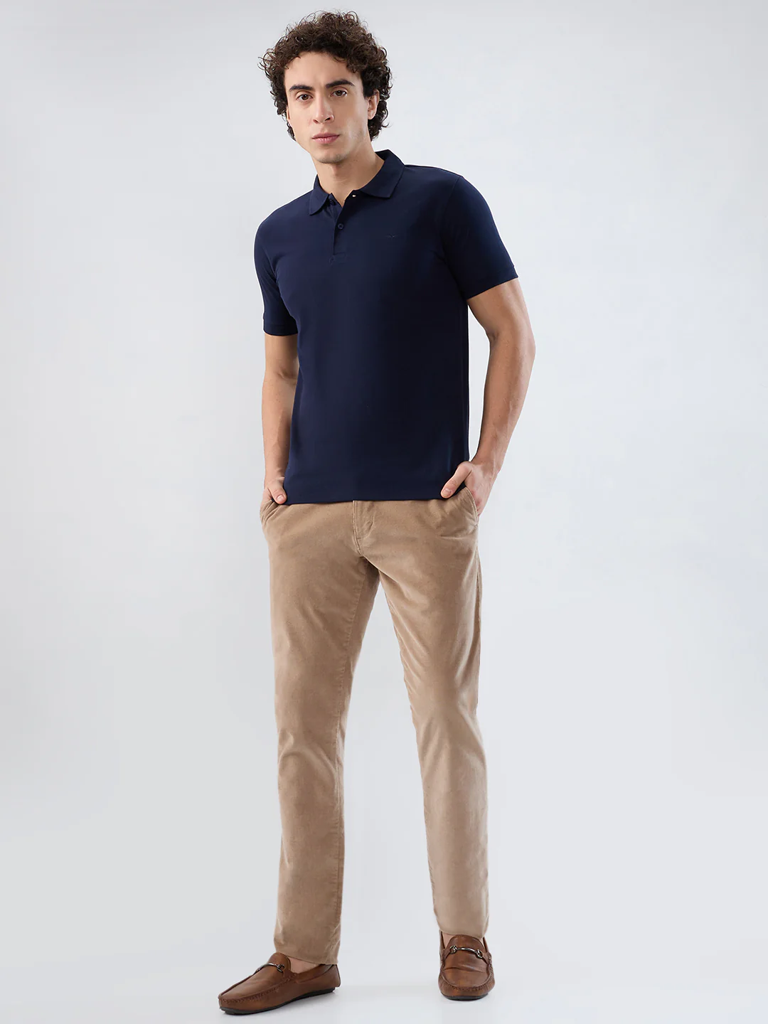 Park Avenue Men Blue Solid Slim Fit Cotton Blend T-shirt - Image 5