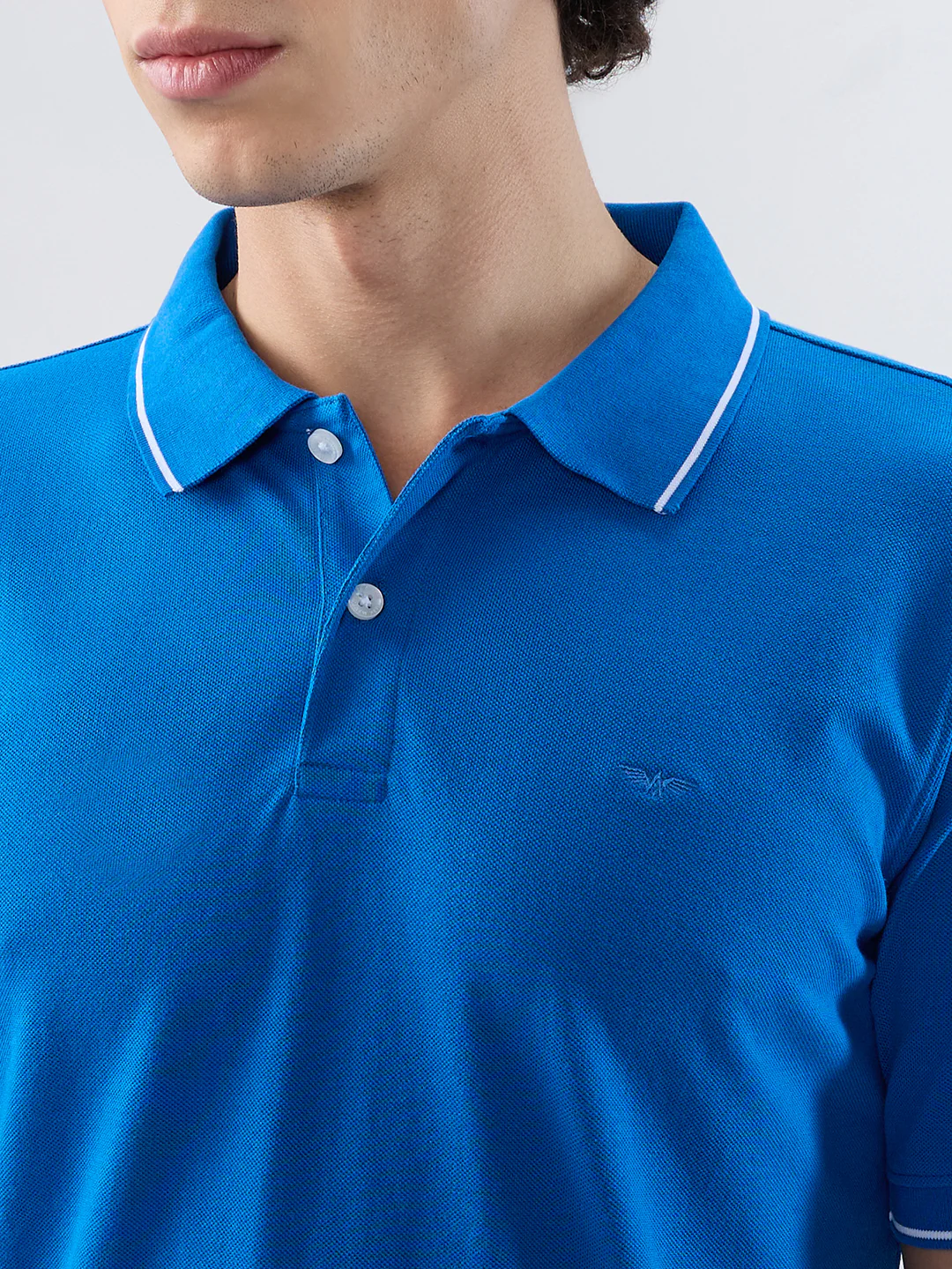 Park Avenue Men Blue Solid Slim Fit Cotton Blend T-shirt - Image 7