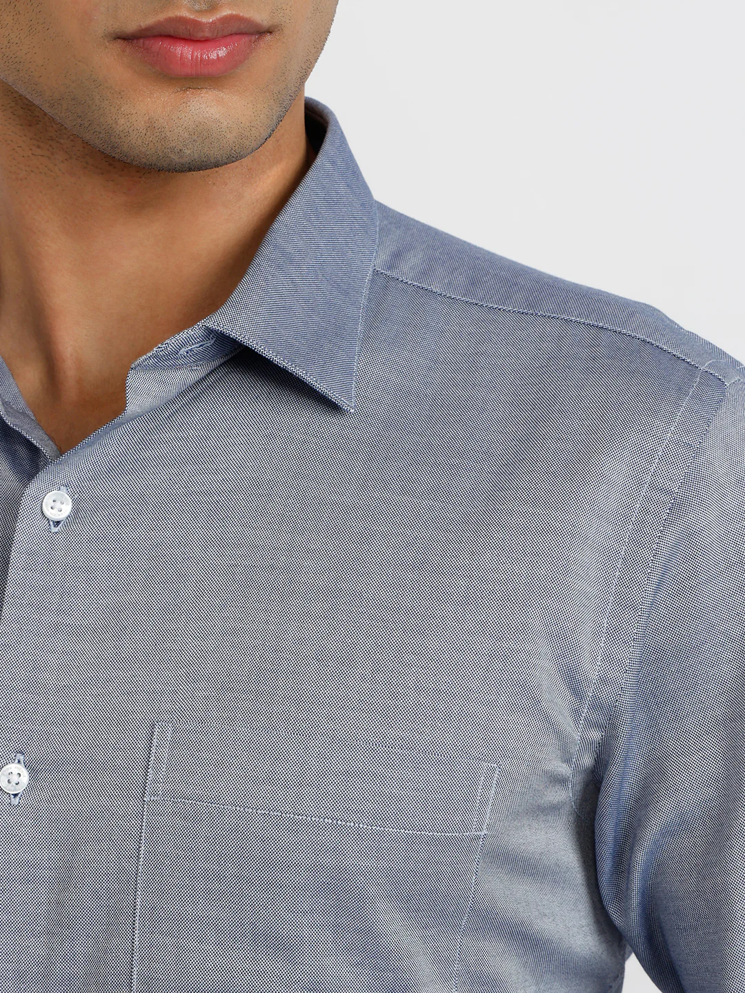 Park Avenue Men Blue Solid Slim Fit Cotton Formal Shirt - Image 6