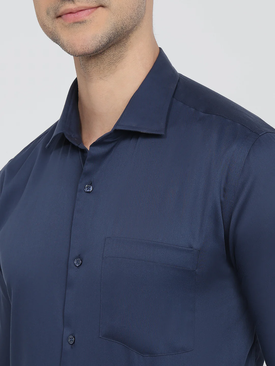 Park Avenue Men Blue Solid Slim Fit Cotton Formal Shirt - Image 6