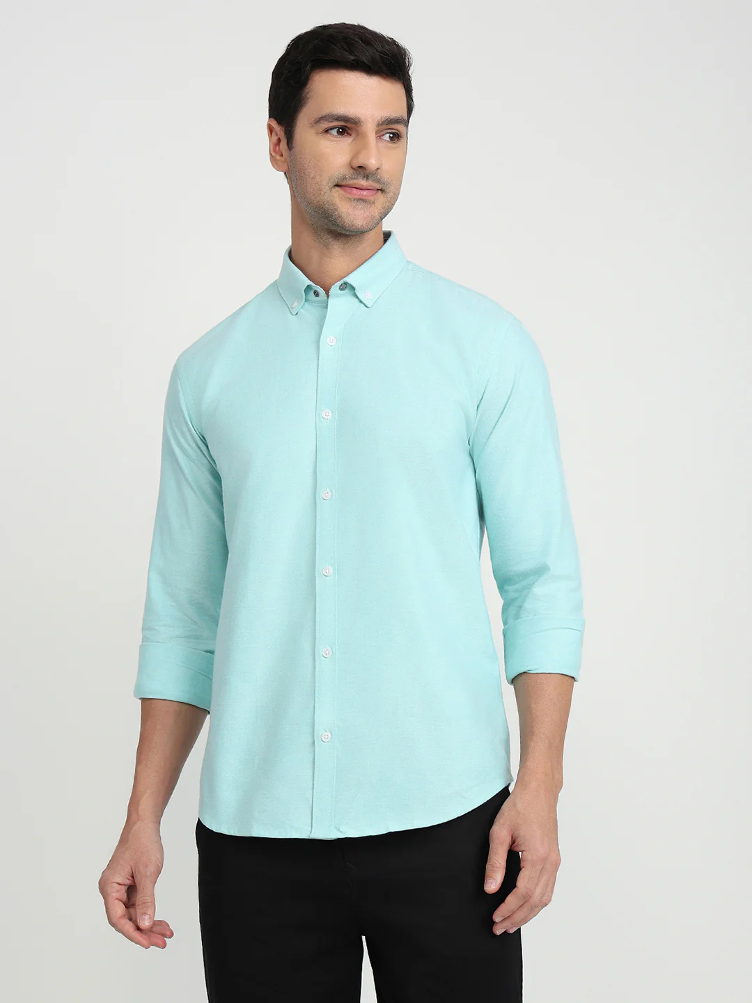 Park Avenue Men Blue Solid Slim Fit Cotton Full Sleeve Casual Shirt