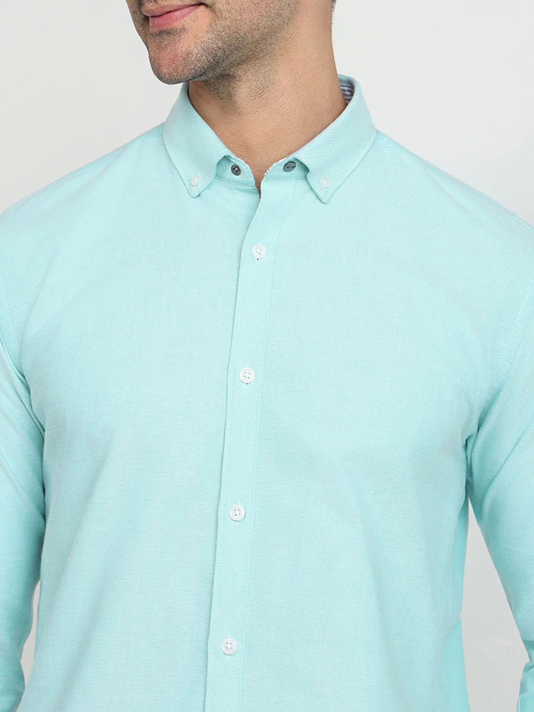 Park Avenue Men Blue Solid Slim Fit Cotton Full Sleeve Casual Shirt - Image 6