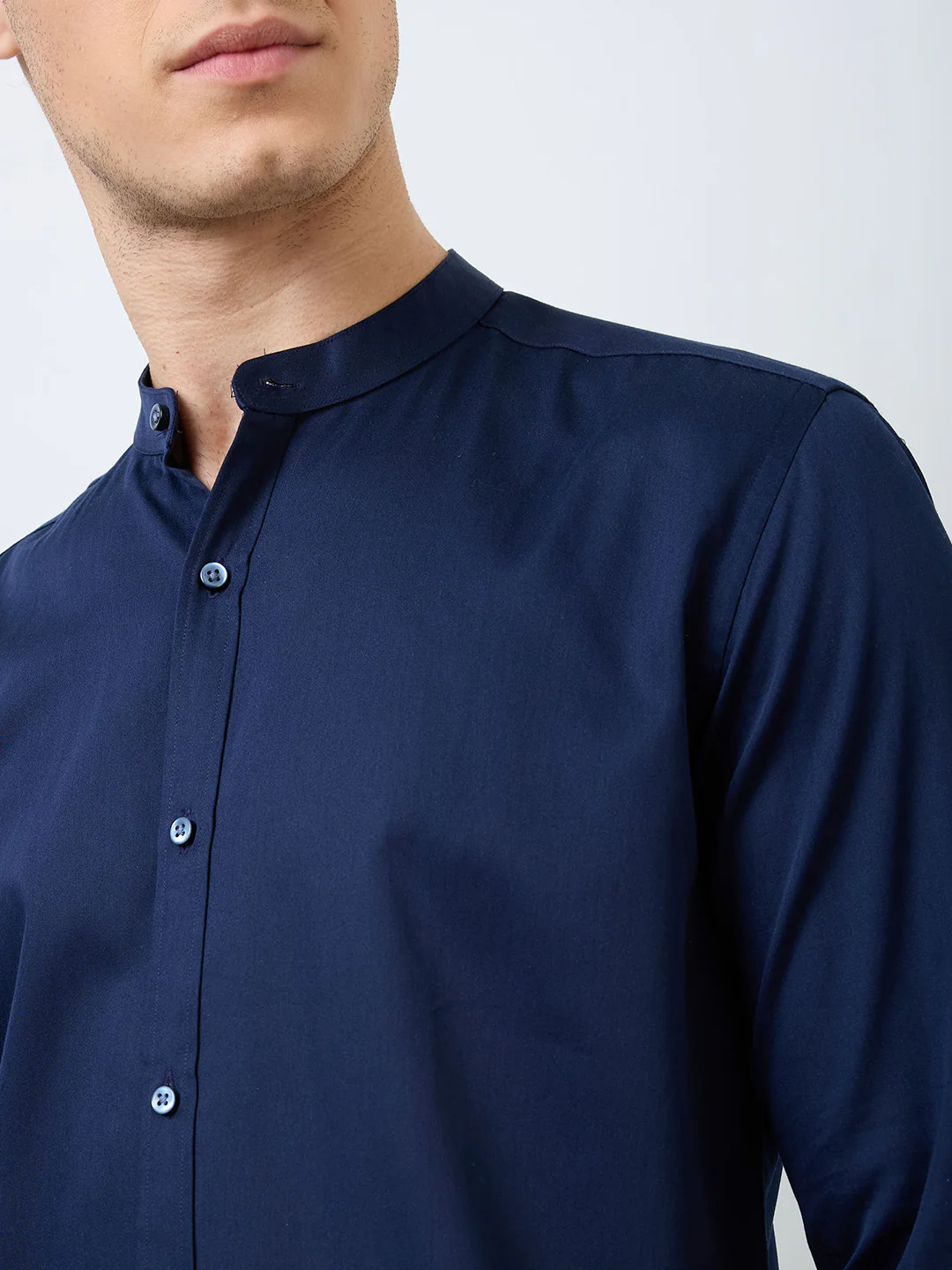 Park Avenue Men Blue Solid Slim Fit Cotton Shirt - Image 6