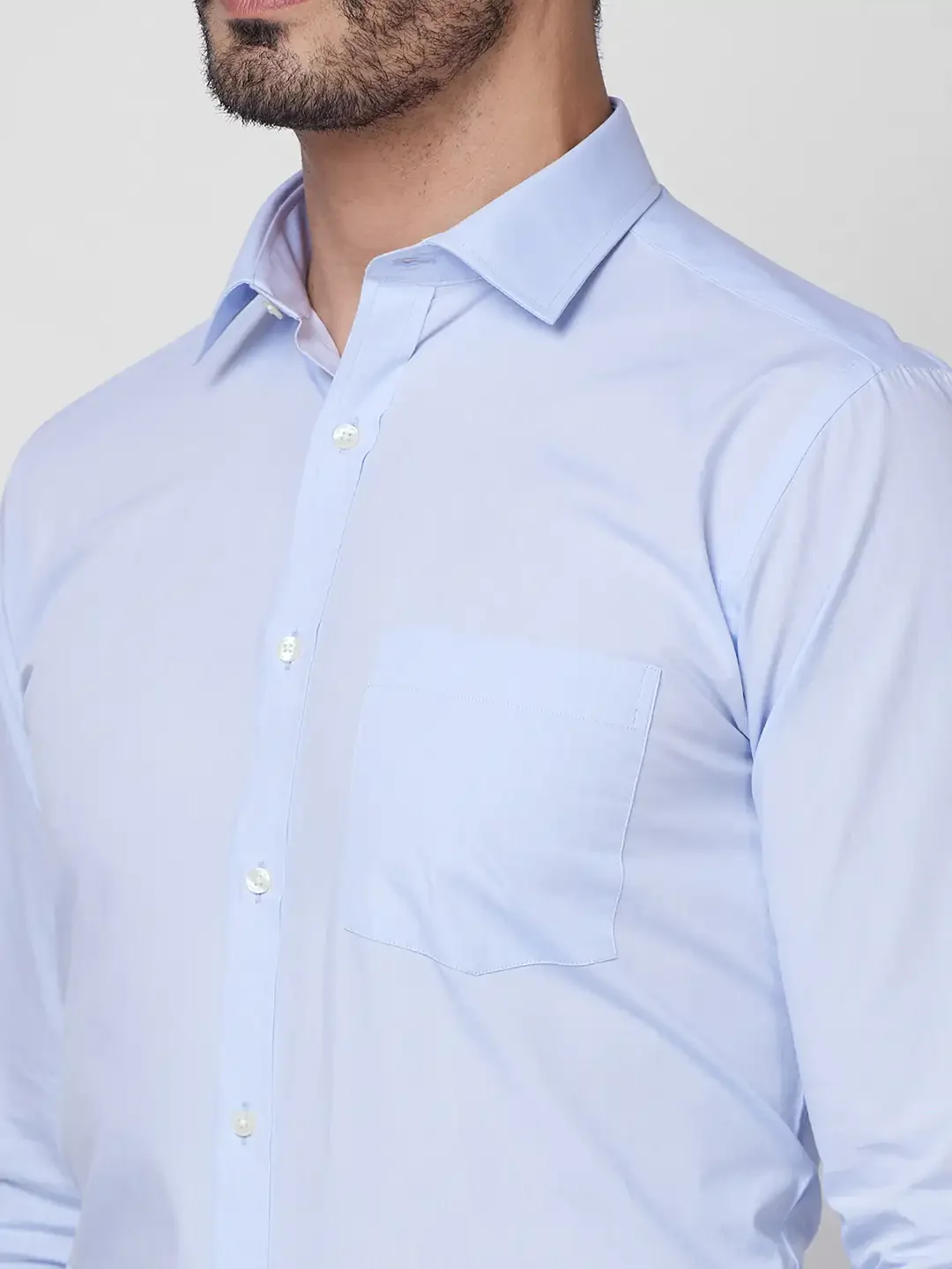 Park Avenue Men Blue Solid Slim Fit Cotton Shirt - Image 6
