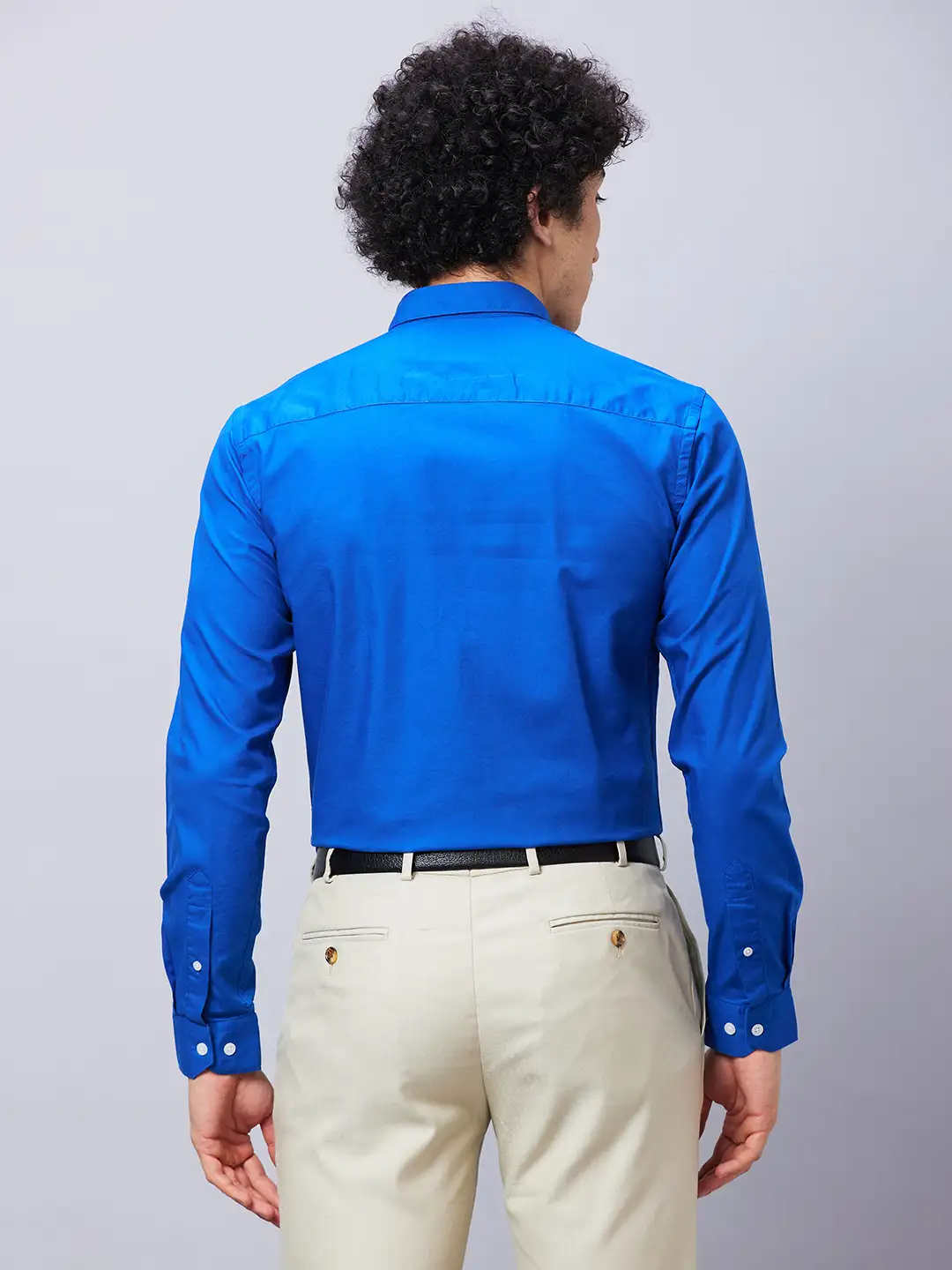 Park Avenue Men Blue Solid Slim Fit Cotton Shirts - Image 5