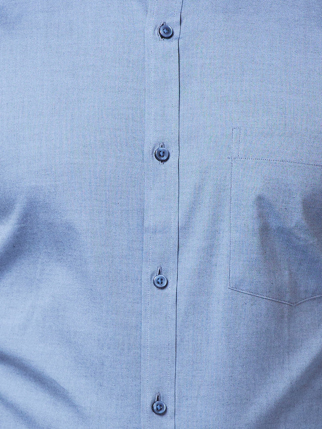 Park Avenue Men Blue Solid Slim Fit Full Sleeve Cut Away Collar Shirt - Image 7