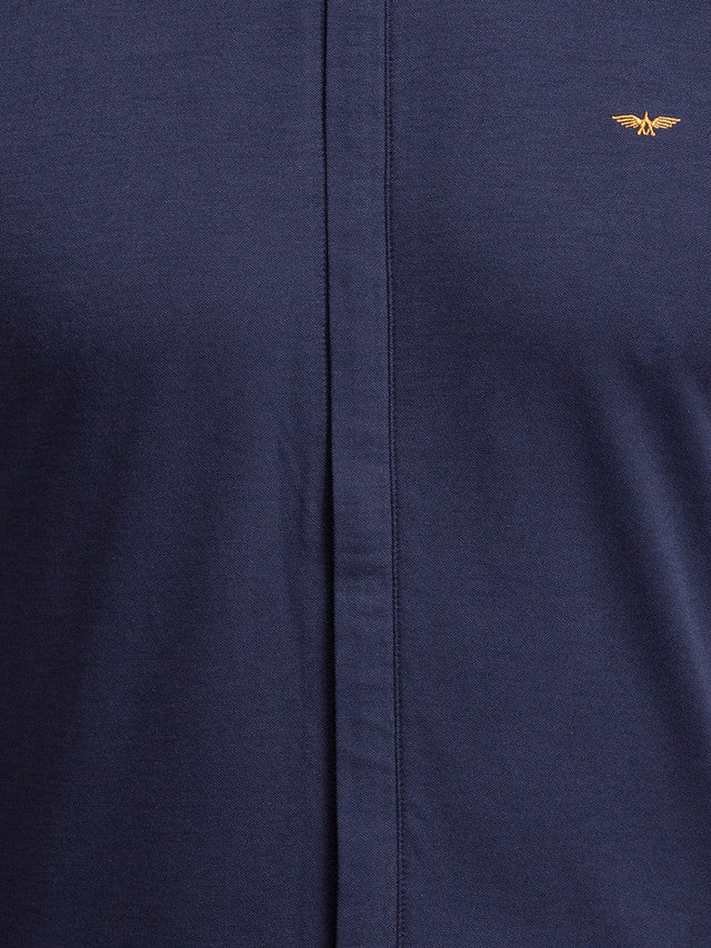Park Avenue Men Blue Solid Slim Fit Full Sleeve Narrow Collar Shirt - Image 7