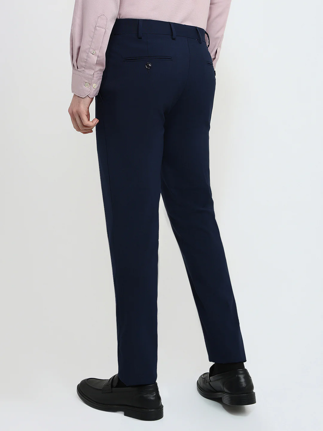 Park Avenue Men Blue Solid Slim Fit Polyester Blend Trouser - Image 4