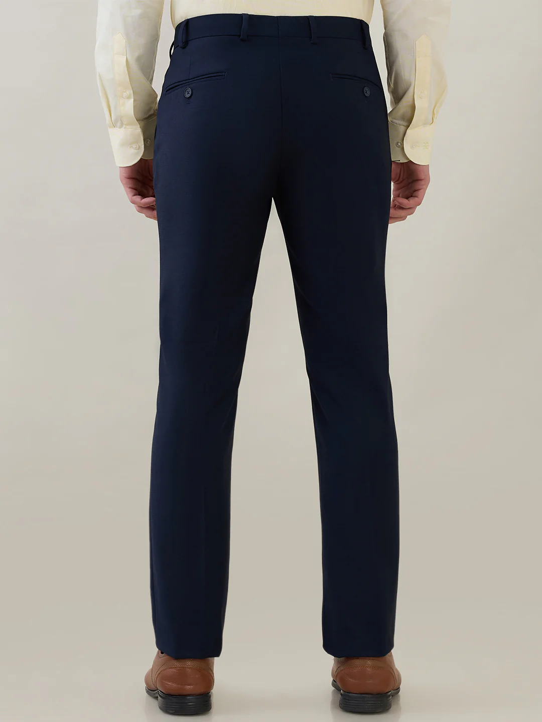 Park Avenue Men Blue Solid Slim Fit Polyester Blend Trouser - Image 4