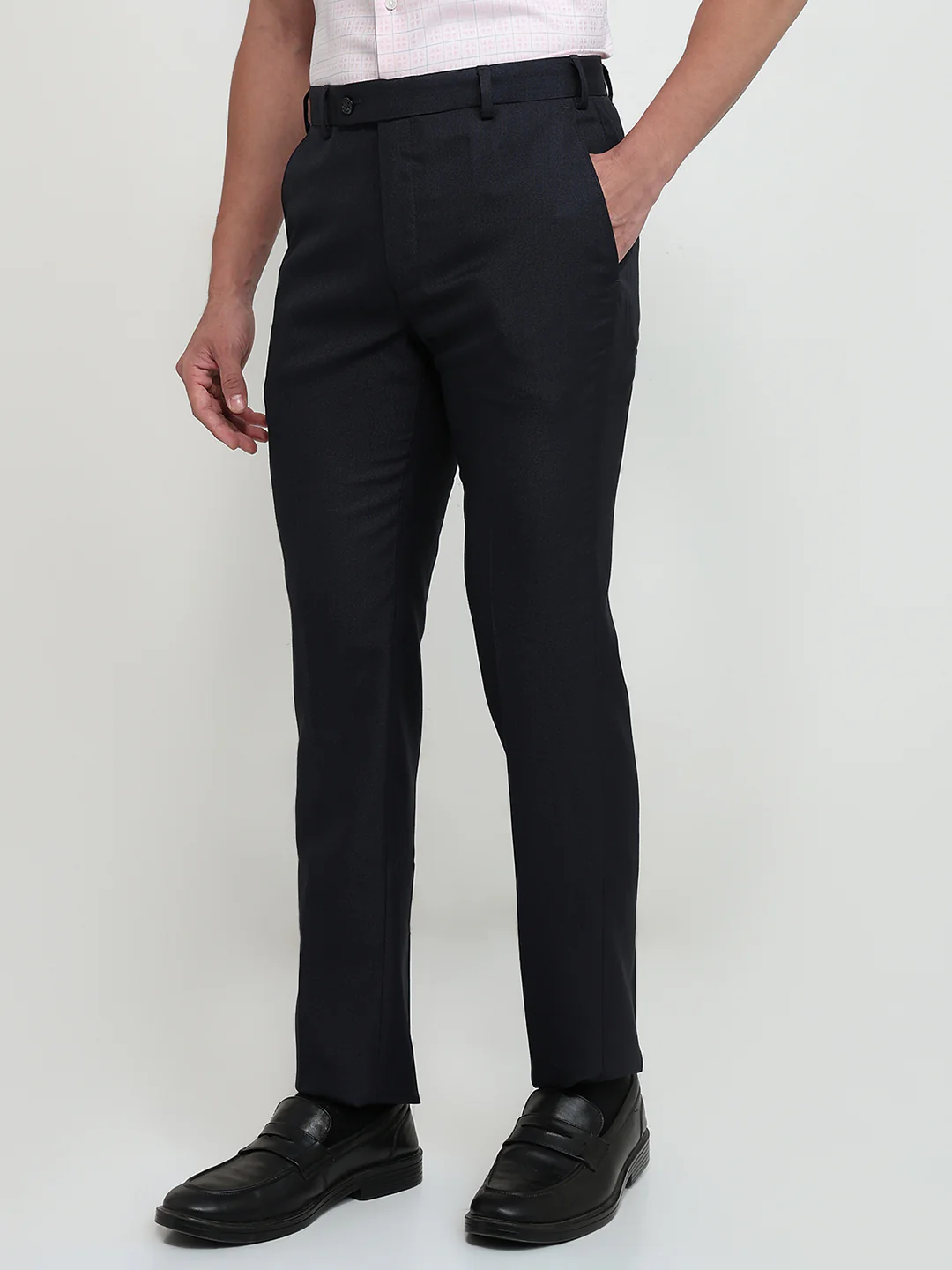 Park Avenue Men Blue Solid Slim Fit Polyester Blend Trouser - Image 2