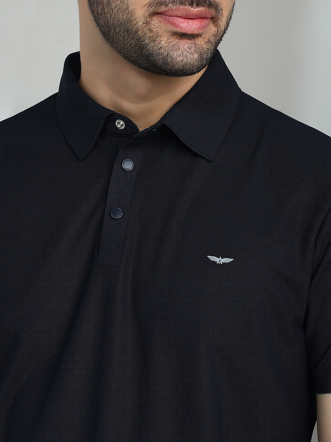 Park Avenue Men Blue Solid Slim Fit Polyester Half Sleeve T-Shirt - Image 6