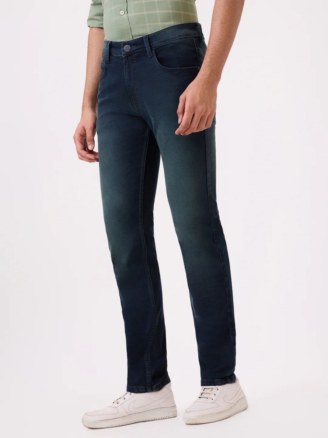 Park Avenue Men Blue Solid Super Slim Fit Cotton Blend Jeans - Image 2