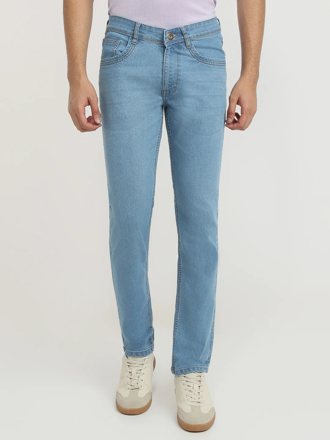 Park Avenue Men Blue Solid Super Slim Fit Cotton Blend Jeans