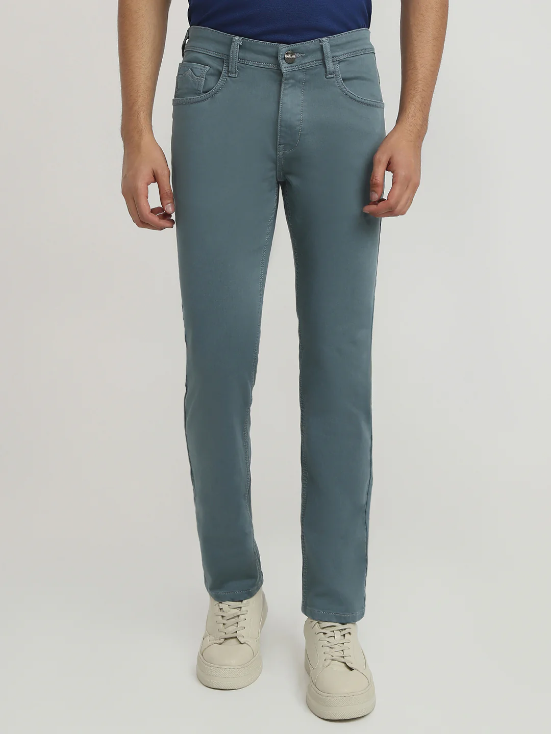 Park Avenue Men Blue Solid Super Slim Fit Cotton Blend Jeans