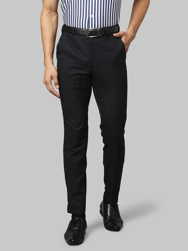 Park Avenue Men Blue Solid Super Slim Fit Trouser
