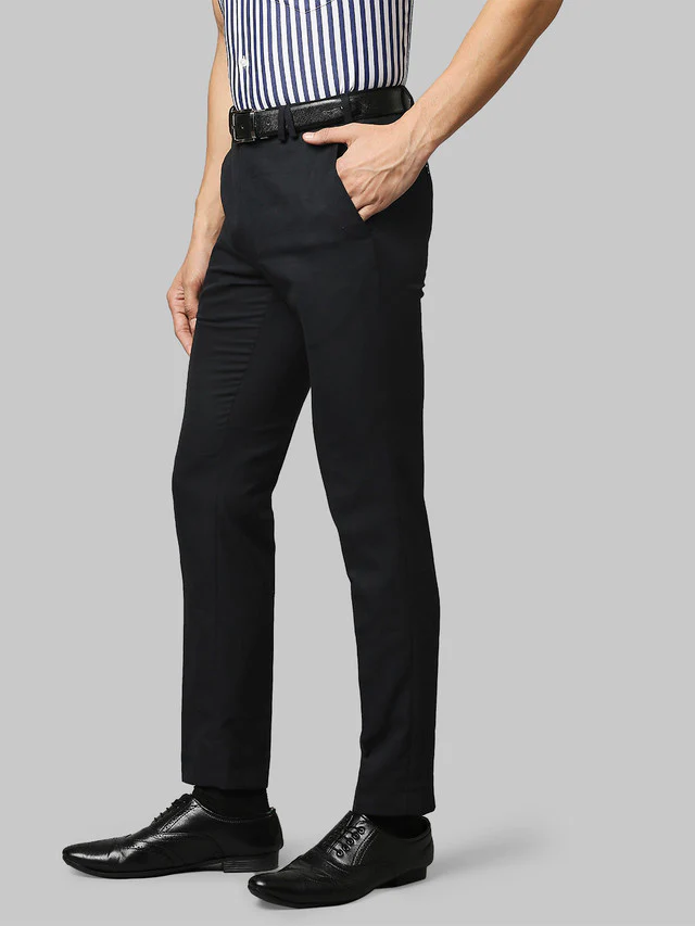 Park Avenue Men Blue Solid Super Slim Fit Trouser - Image 3