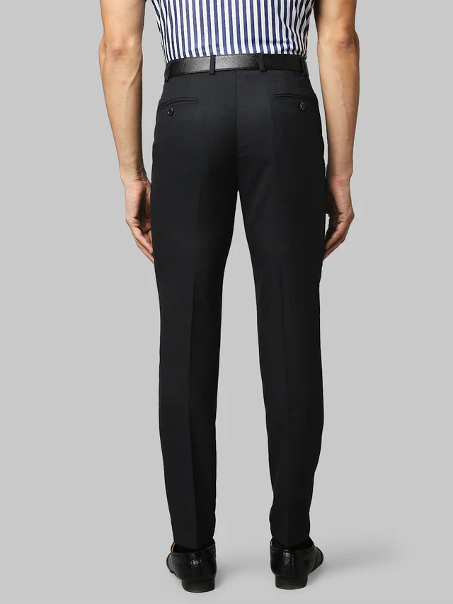 Park Avenue Men Blue Solid Super Slim Fit Trouser - Image 4