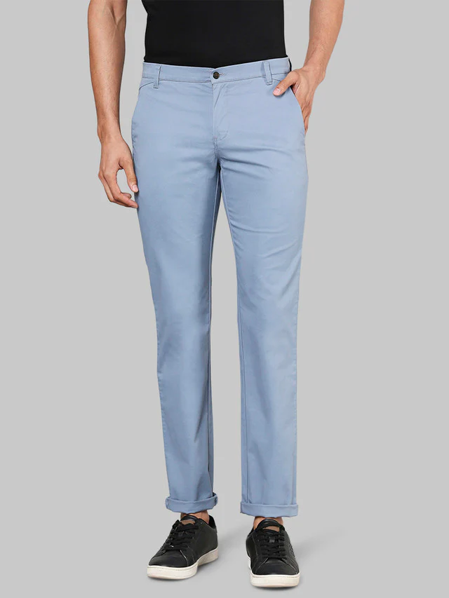 Park Avenue Men Blue Solid Super Slim Fit Trouser