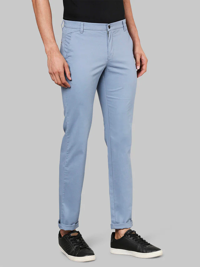 Park Avenue Men Blue Solid Super Slim Fit Trouser - Image 2