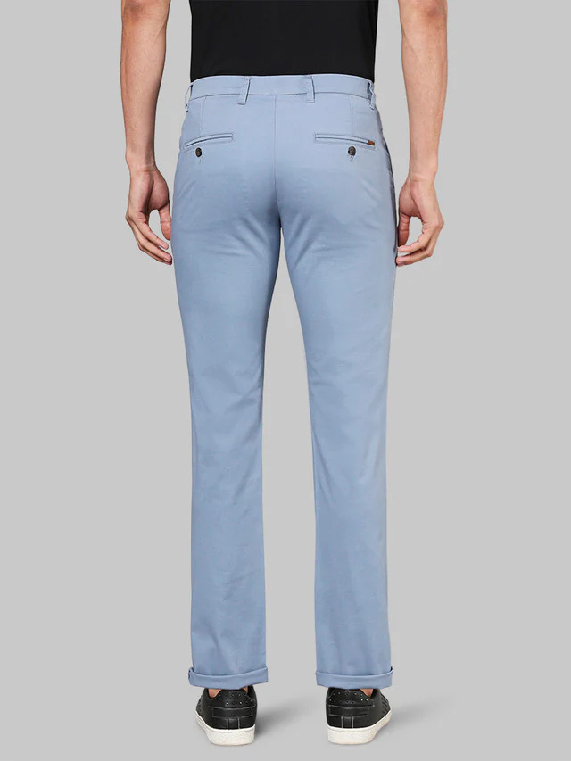 Park Avenue Men Blue Solid Super Slim Fit Trouser - Image 4