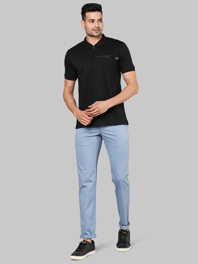 Park Avenue Men Blue Solid Super Slim Fit Trouser - Image 5