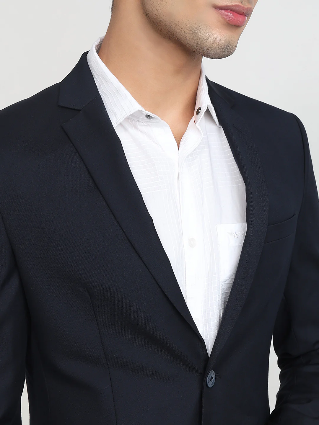 Park Avenue Men Blue Solid Formal Suit - Image 8