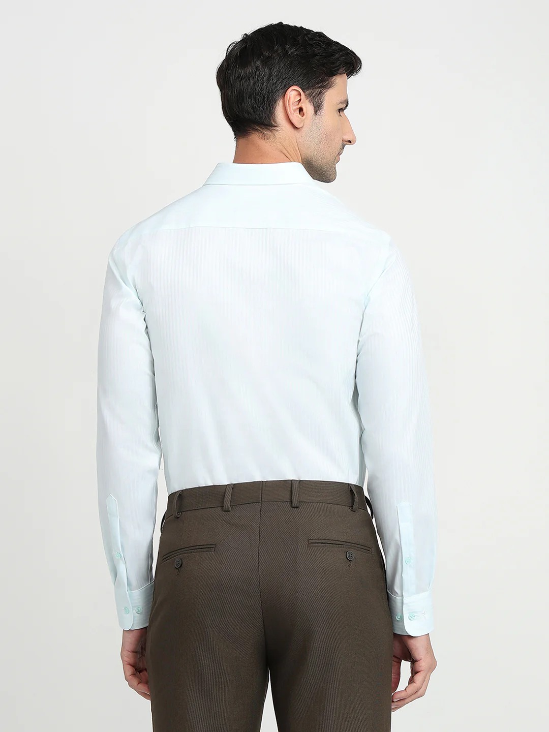 Park Avenue Men Blue Stripe Regular Fit Cotton Full Sleeve Ainsley Collar Formal Shirt - Image 4