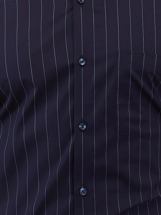 Park Avenue Men Blue Stripe Slim Fit Cotton Blend Formal Shirt - Image 6