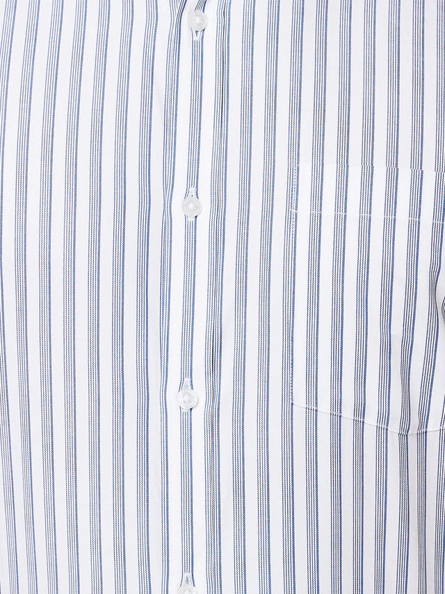 Park Avenue Men Blue Striped Slim Fit Full Sleeve Semi Cut Away Collar Shirt - Image 7
