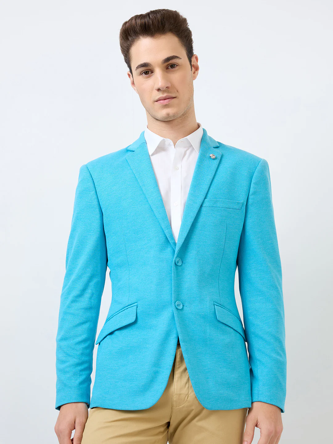 Park Avenue Men Blue Structure Active Fit Terry Blend Blazer