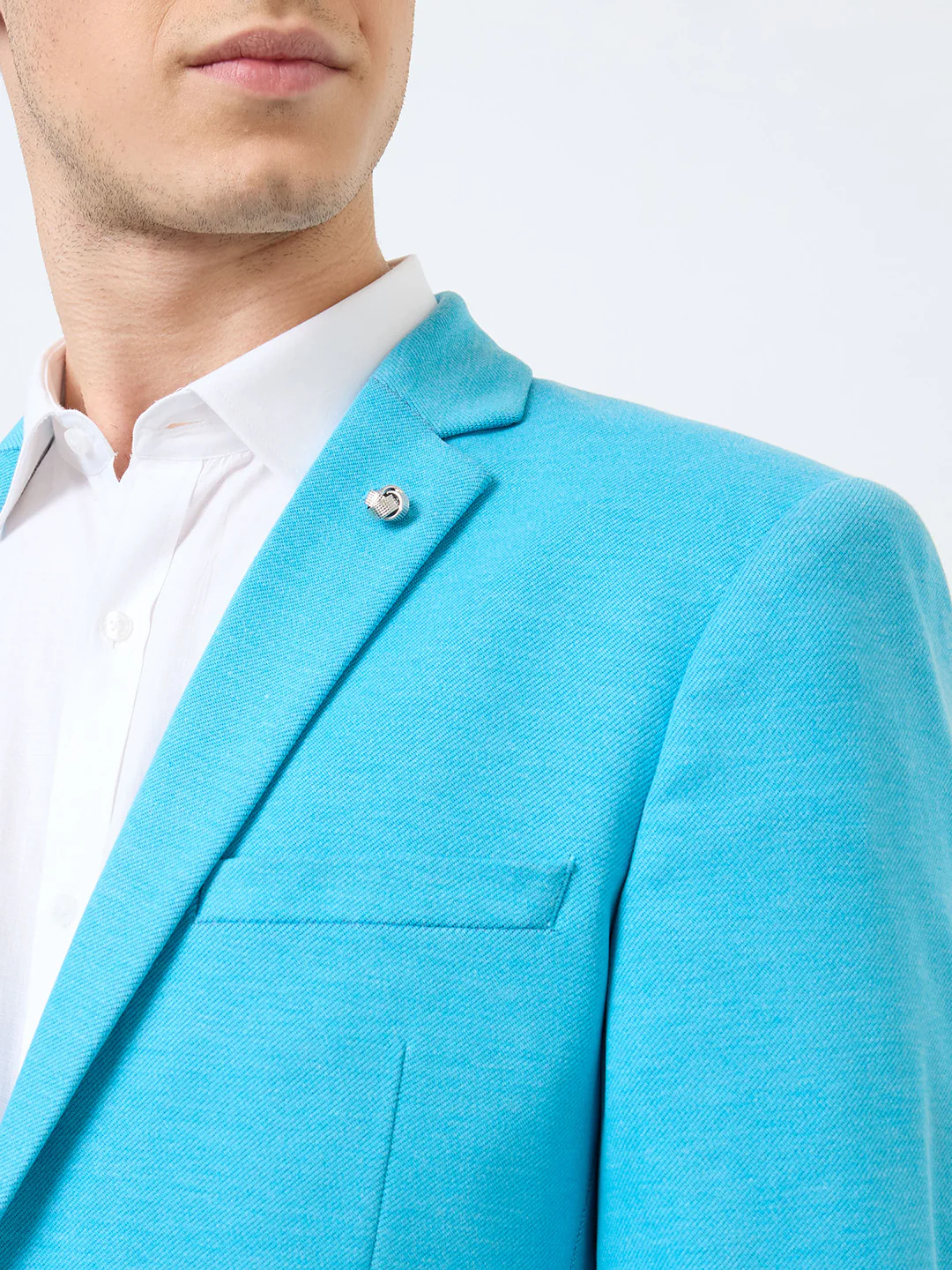 Park Avenue Men Blue Structure Active Fit Terry Blend Blazer - Image 6