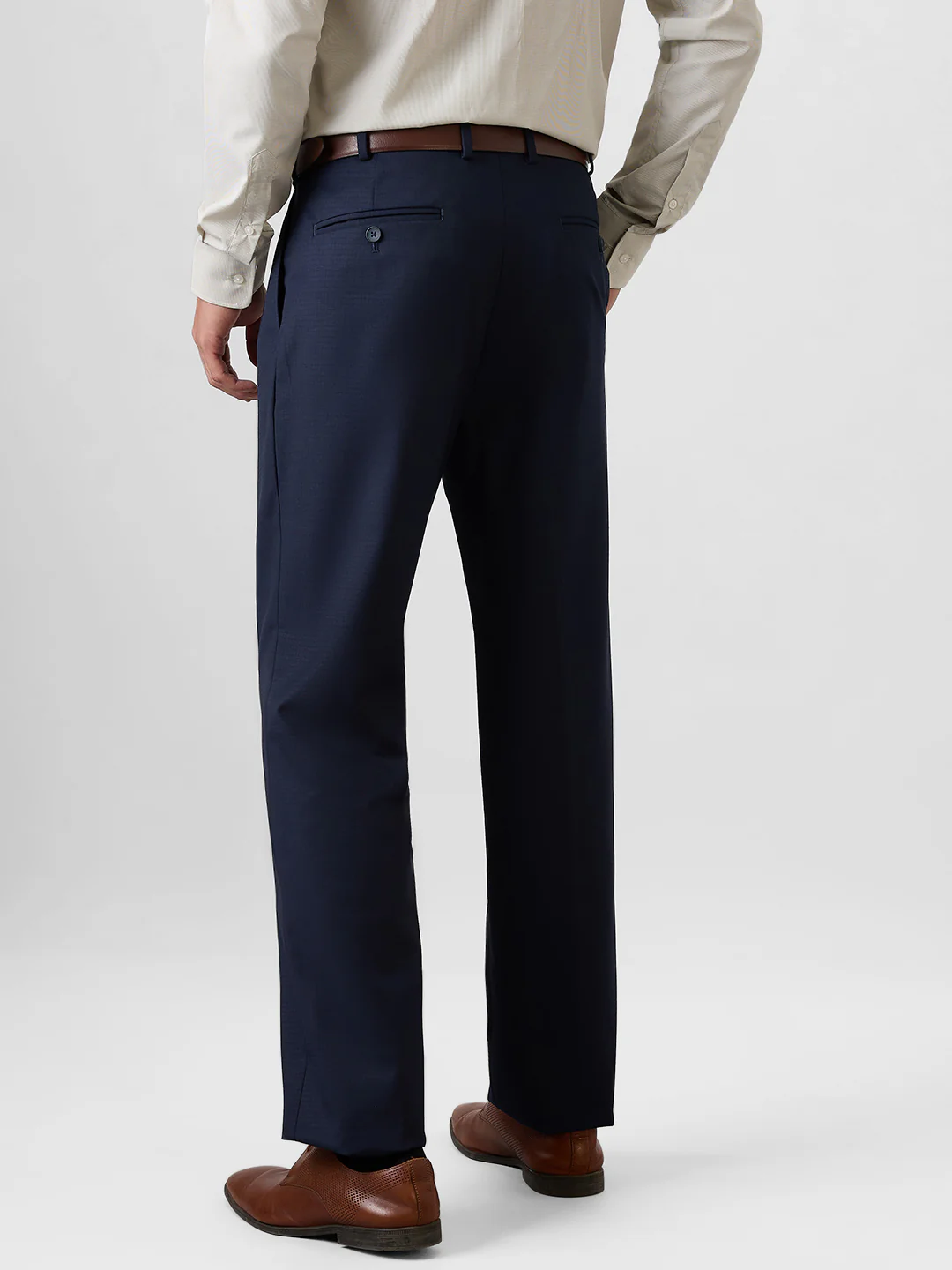 Park Avenue Men Blue Structure Comfort Fit Polyester Blend Trouser - Image 4