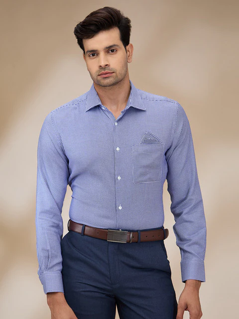 Park Avenue Men Blue Structure Luxus Fit Cotton Shirt
