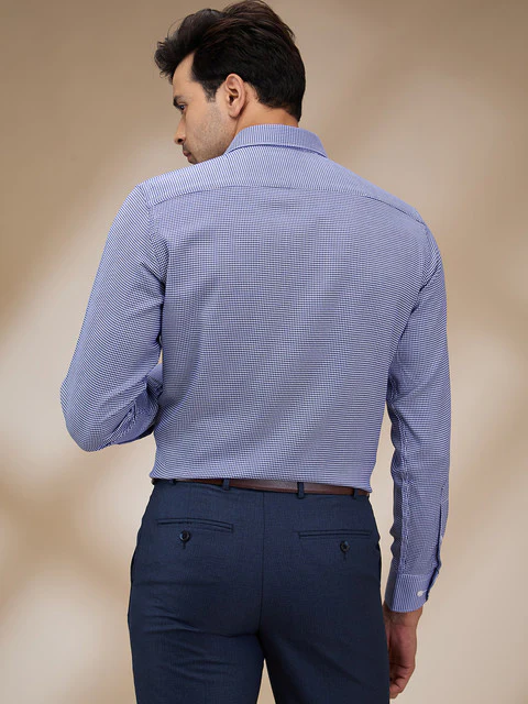 Park Avenue Men Blue Structure Luxus Fit Cotton Shirt - Image 4