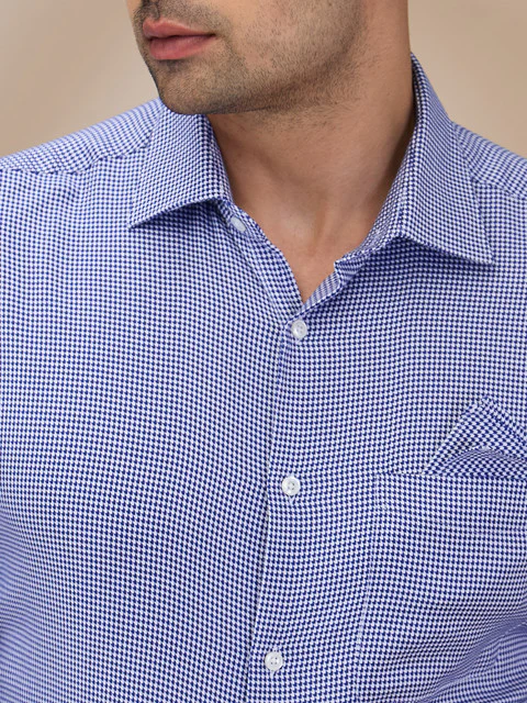 Park Avenue Men Blue Structure Luxus Fit Cotton Shirt - Image 5