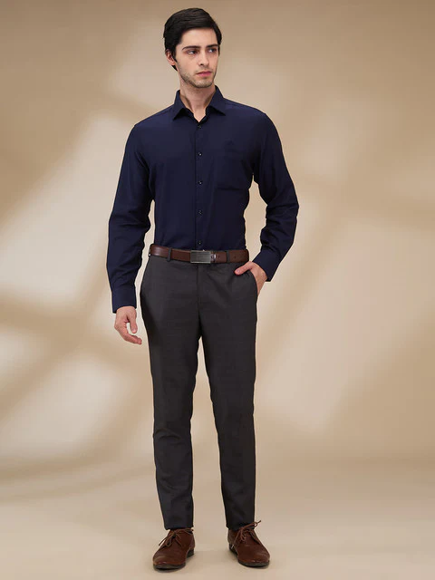 Park Avenue Men Blue Structure Luxus Fit Cotton Shirt - Image 2