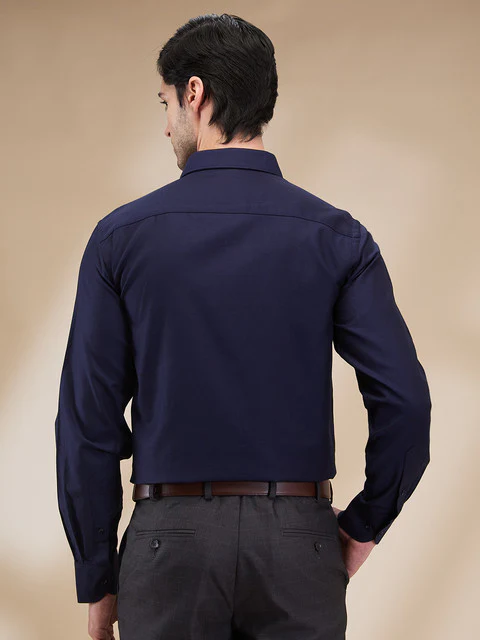 Park Avenue Men Blue Structure Luxus Fit Cotton Shirt - Image 4