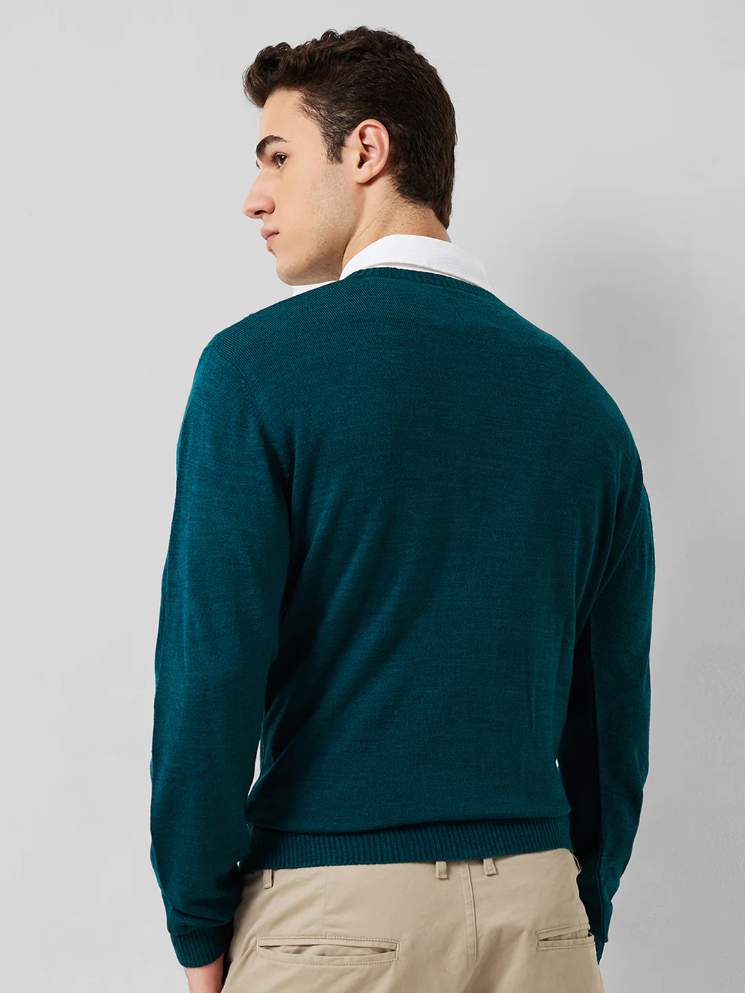 Park Avenue Men Blue Structure Regular Fit Acrylic Sweatshirt - Image 3