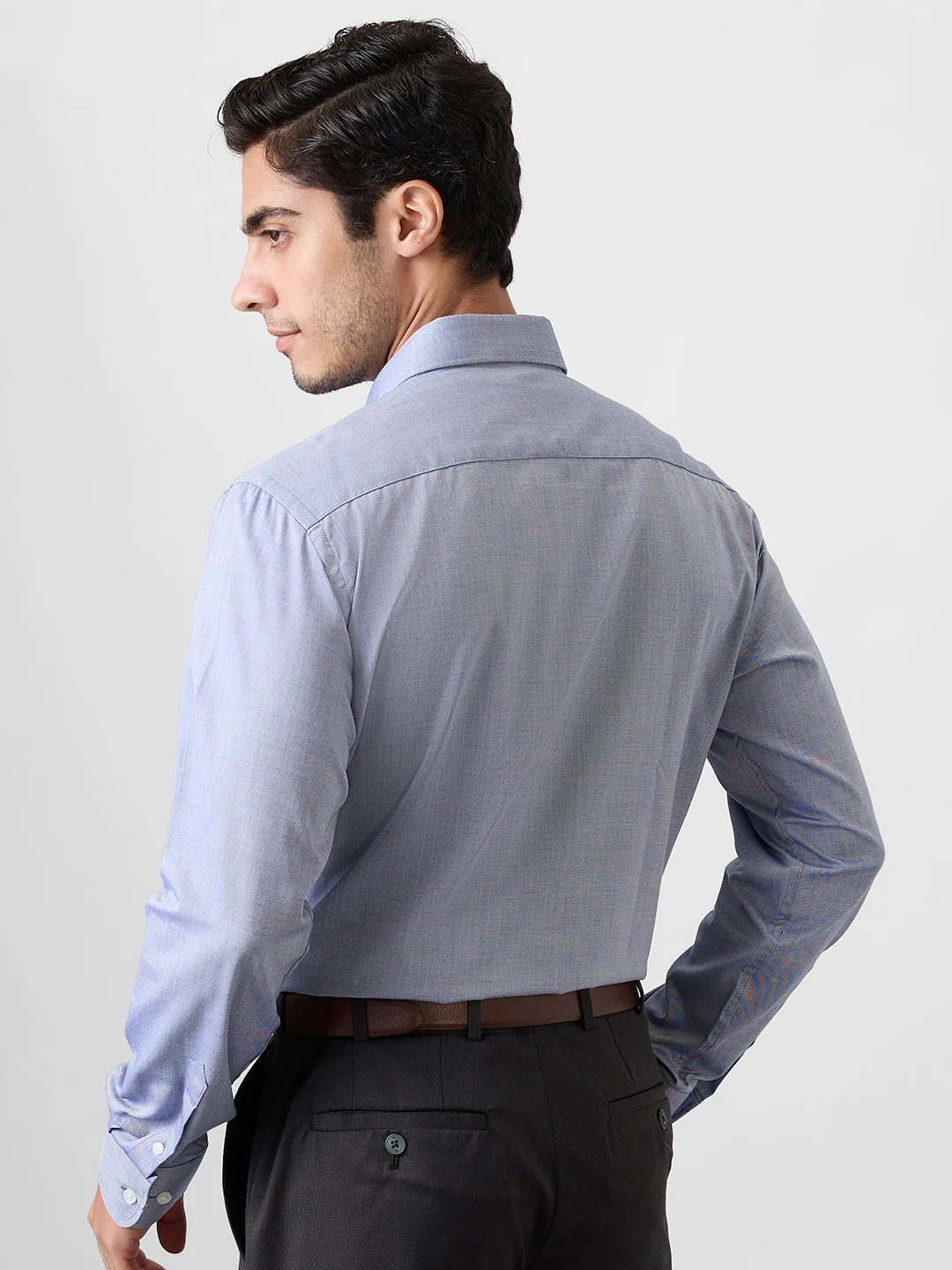Park Avenue Men Blue Structure Regular Fit Cotton Blend Shirt - Image 4