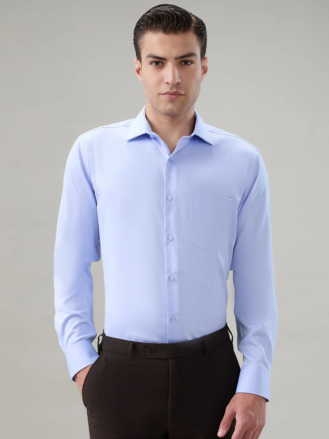 Park Avenue Men Blue Structure Regular Fit Cotton Formal Shirt