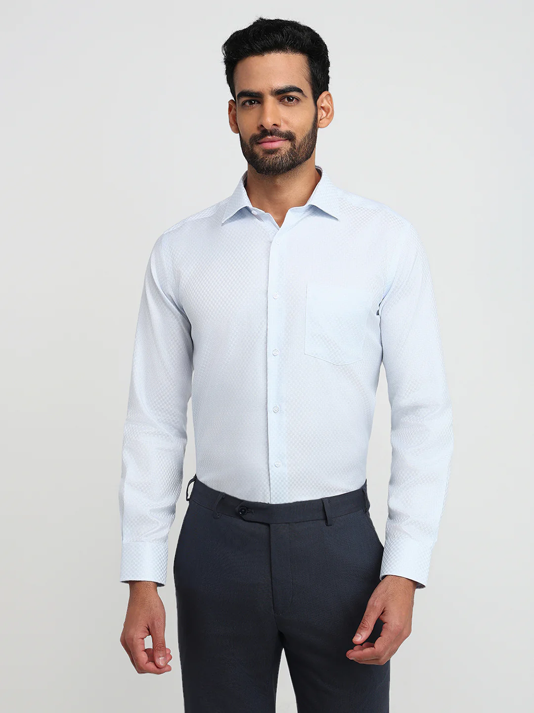 Park Avenue Men Blue Structure Regular Fit Cotton Formal Shirt