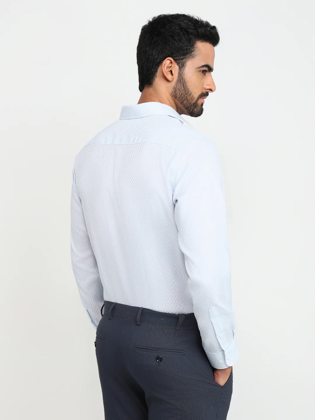 Park Avenue Men Blue Structure Regular Fit Cotton Formal Shirt - Image 4